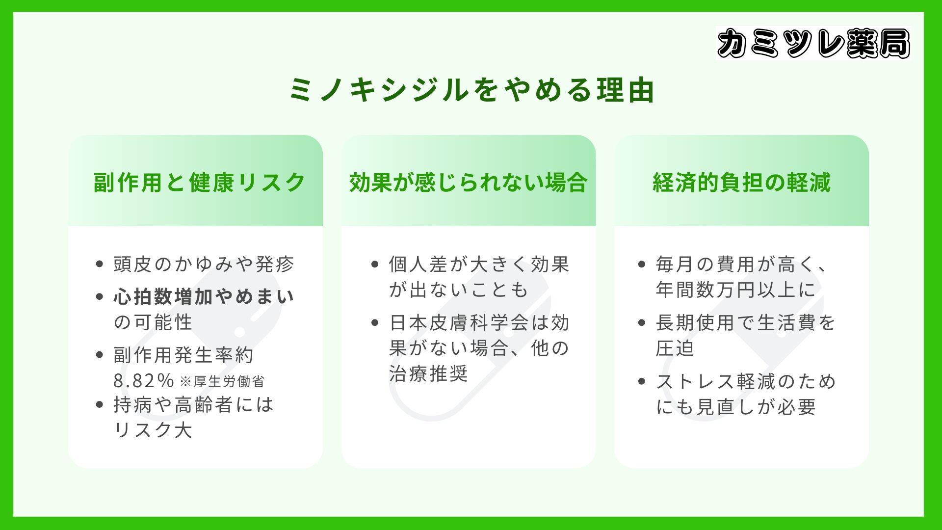 ミノキシジルをやめた方がいい具体的な理由の画像