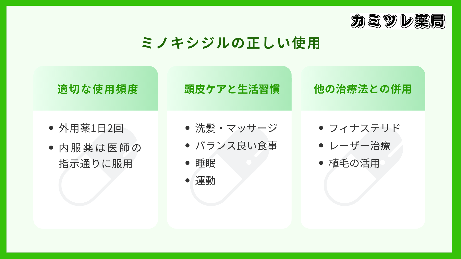 ミノキシジルの正しい使用方法と抜け毛対策の画像