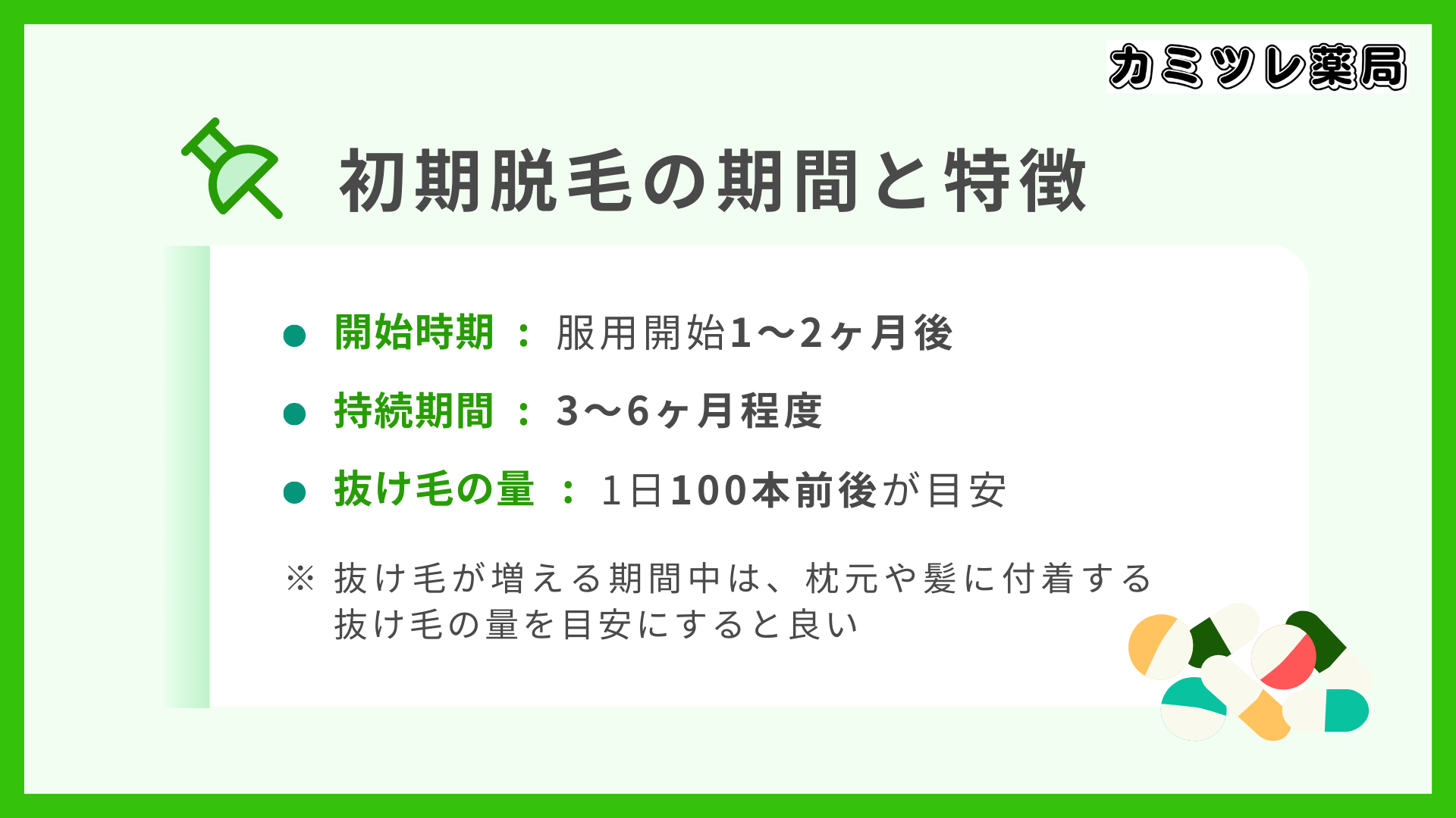 初期脱毛の一般的な期間と特徴の画像